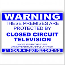 6 x Monitored by CCTV Stickers-Blue on White-Video Recording Camera Security Warning Signs-Self Adhesive Vinyl-Worded 